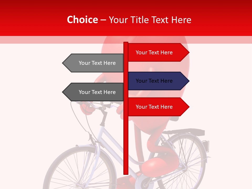 A Red Heart Riding A Bike With A Red Handlebar PowerPoint Template