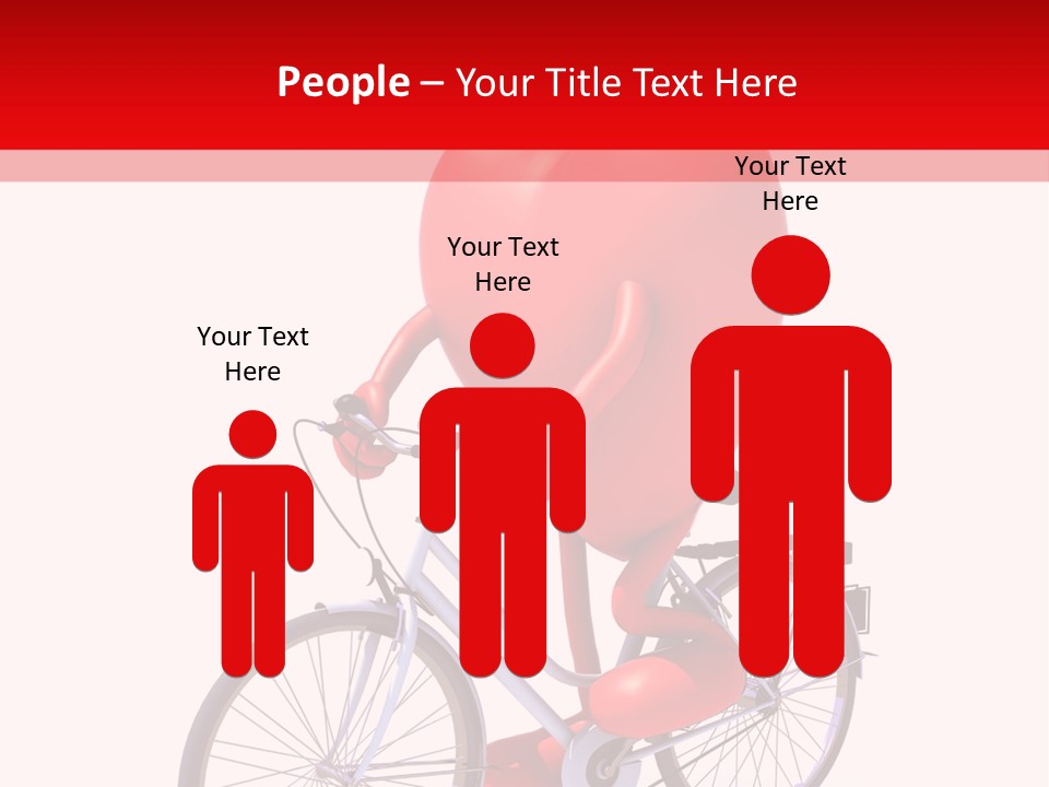 A Red Heart Riding A Bike With A Red Handlebar PowerPoint Template