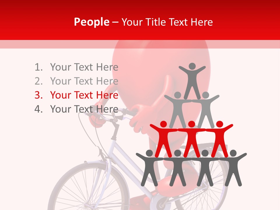 A Red Heart Riding A Bike With A Red Handlebar PowerPoint Template