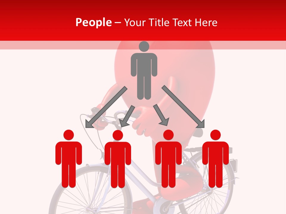 A Red Heart Riding A Bike With A Red Handlebar PowerPoint Template