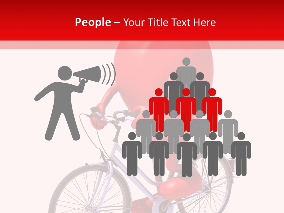 A Red Heart Riding A Bike With A Red Handlebar PowerPoint Template