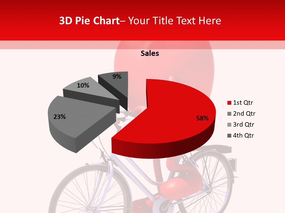 A Red Heart Riding A Bike With A Red Handlebar PowerPoint Template