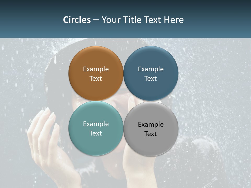 A Woman Smiling Under An Umbrella In The Rain PowerPoint Template