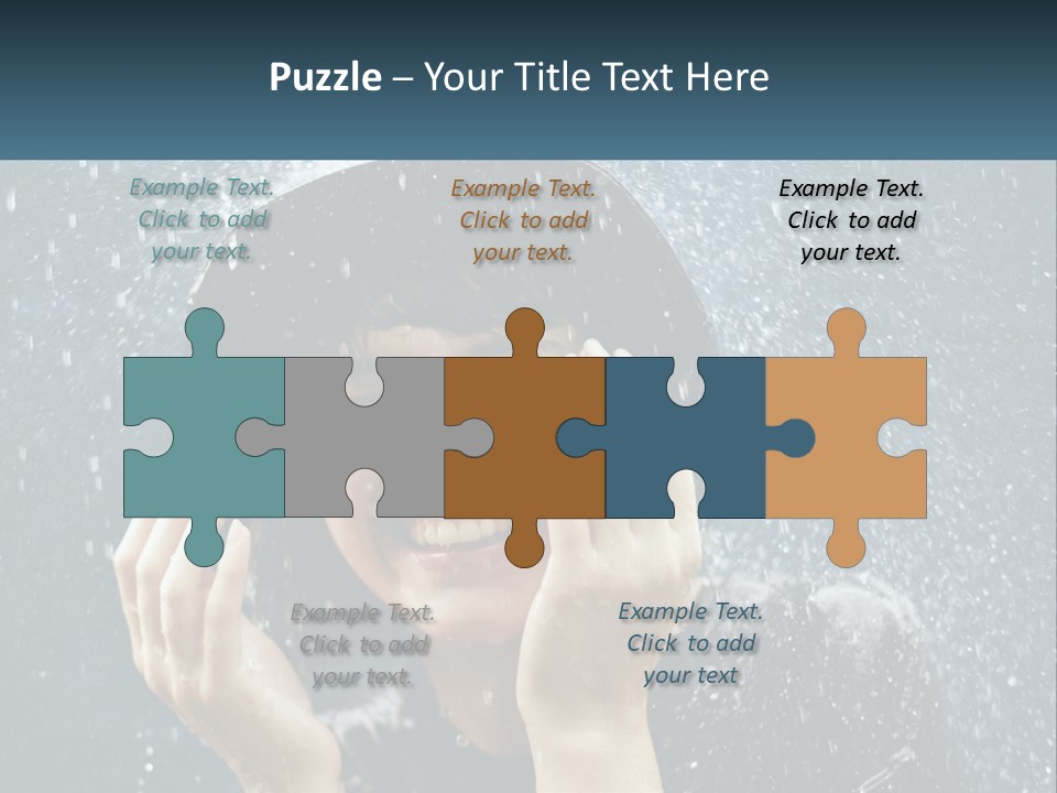 A Woman Smiling Under An Umbrella In The Rain PowerPoint Template