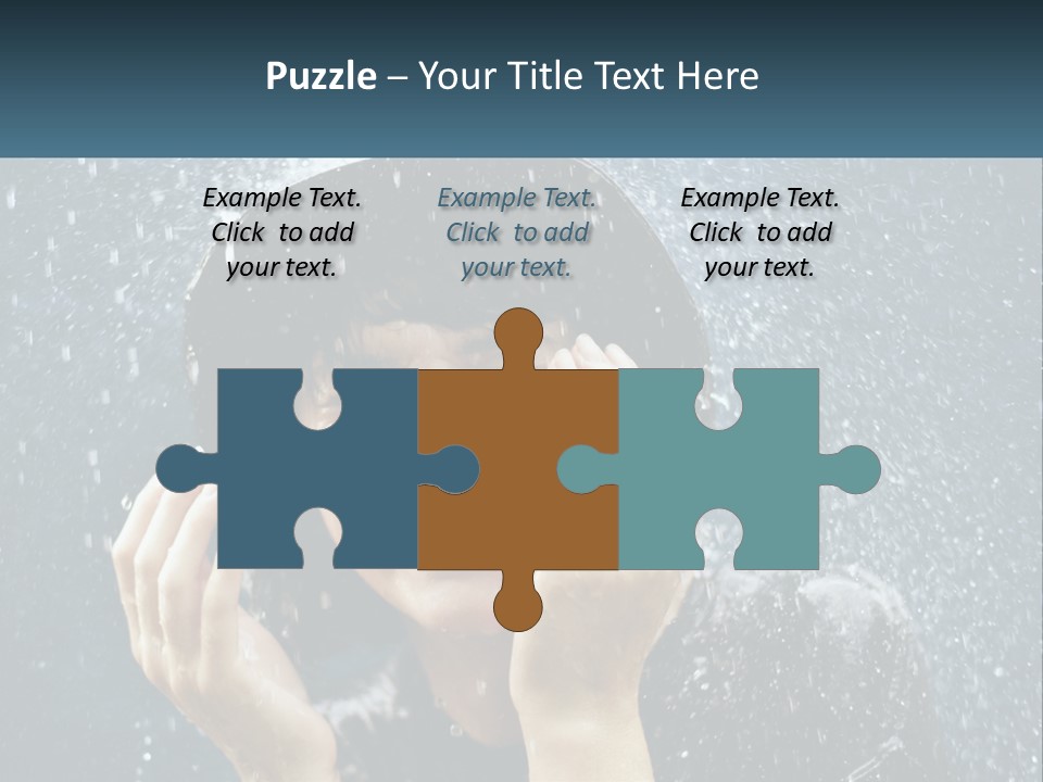 A Woman Smiling Under An Umbrella In The Rain PowerPoint Template