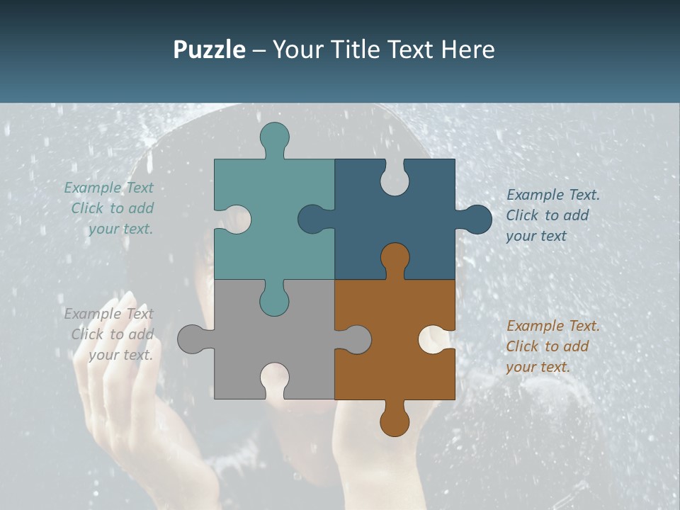 A Woman Smiling Under An Umbrella In The Rain PowerPoint Template