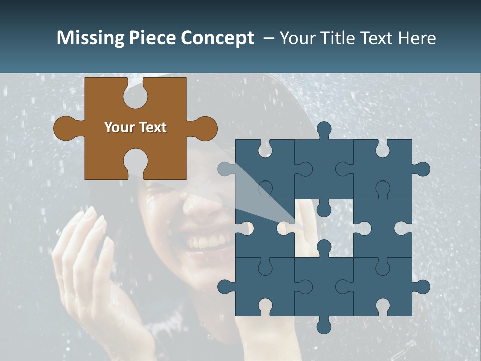 A Woman Smiling Under An Umbrella In The Rain PowerPoint Template