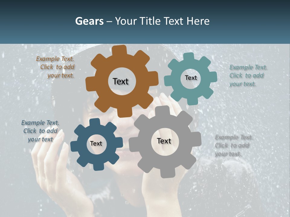 A Woman Smiling Under An Umbrella In The Rain PowerPoint Template