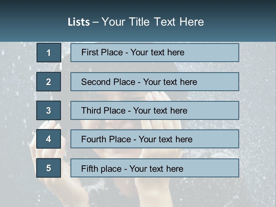 A Woman Smiling Under An Umbrella In The Rain PowerPoint Template