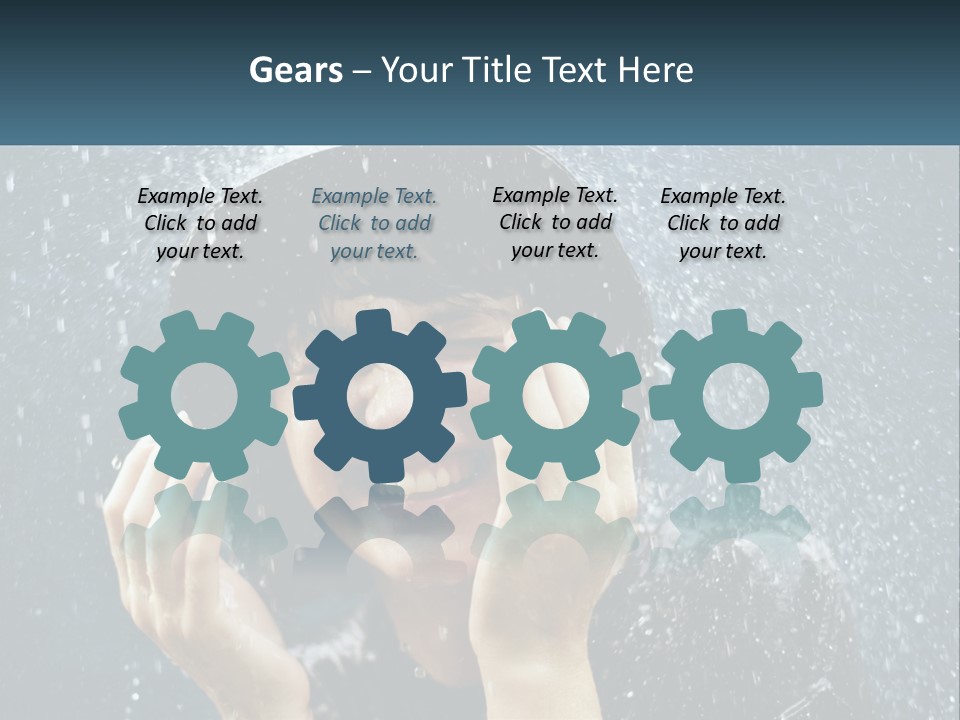 A Woman Smiling Under An Umbrella In The Rain PowerPoint Template