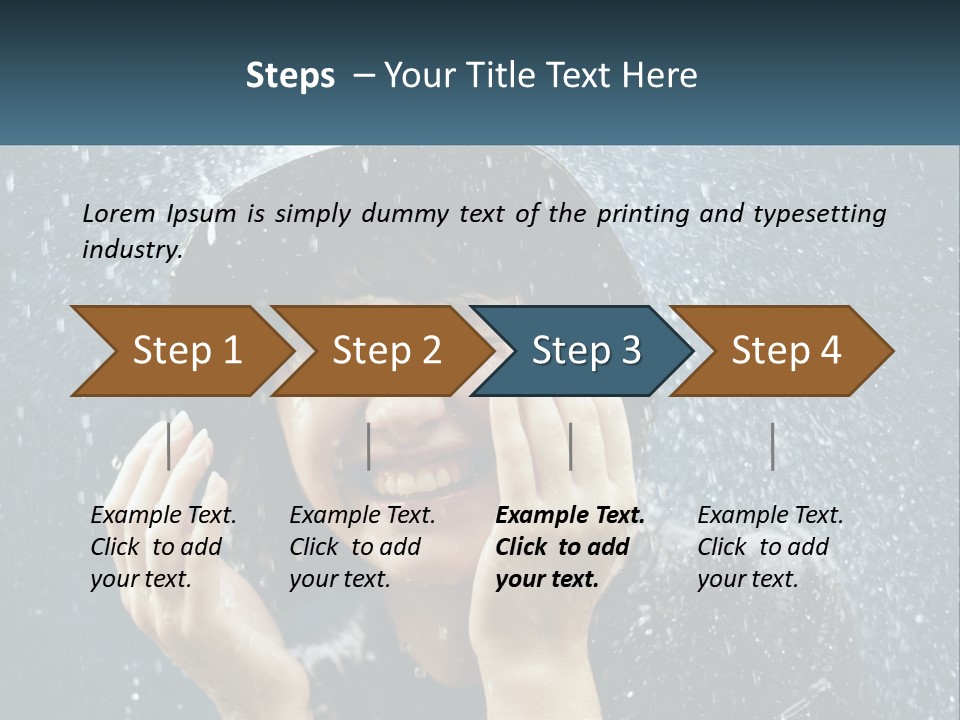 A Woman Smiling Under An Umbrella In The Rain PowerPoint Template