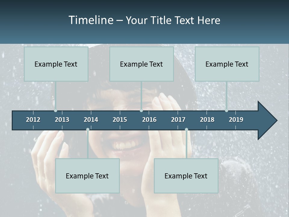 A Woman Smiling Under An Umbrella In The Rain PowerPoint Template