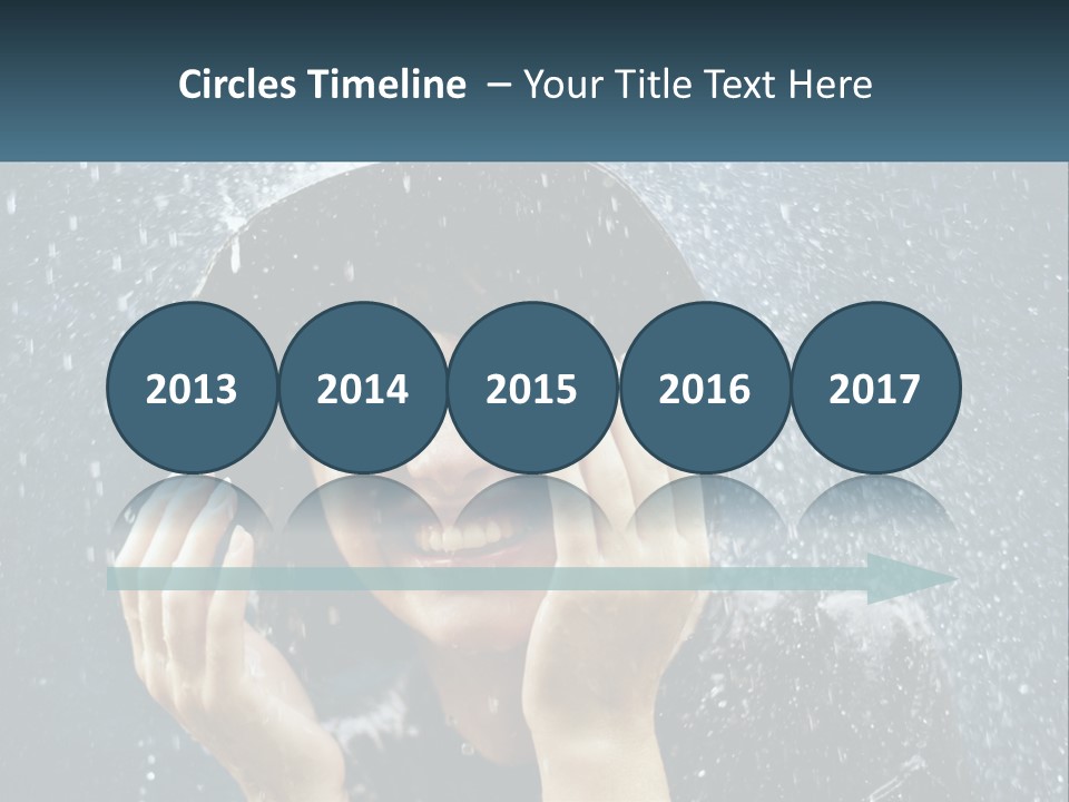 A Woman Smiling Under An Umbrella In The Rain PowerPoint Template