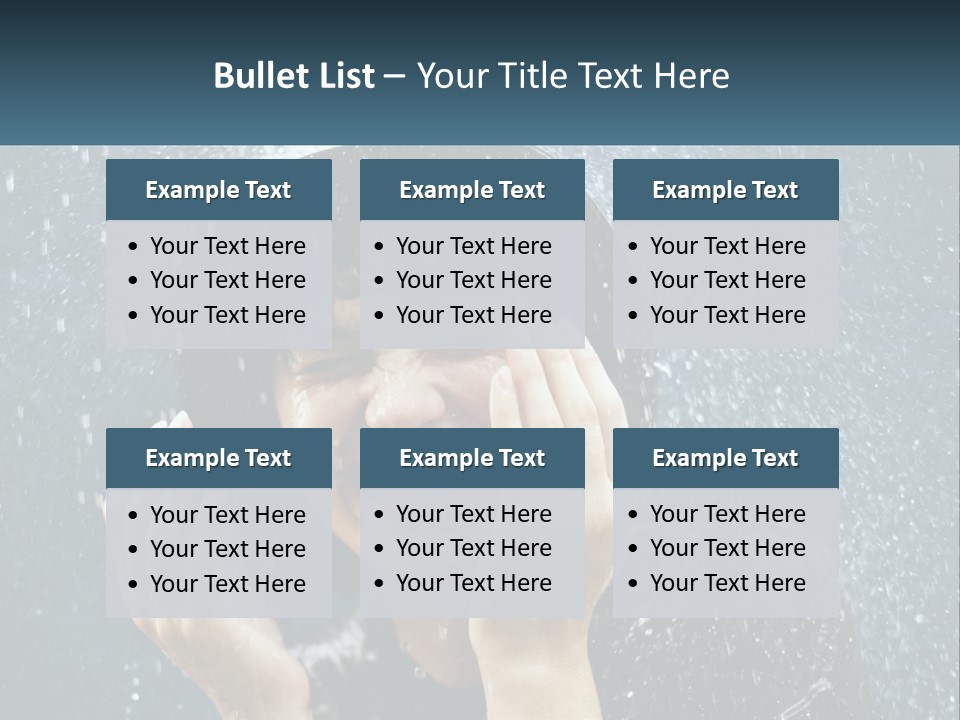 A Woman Smiling Under An Umbrella In The Rain PowerPoint Template