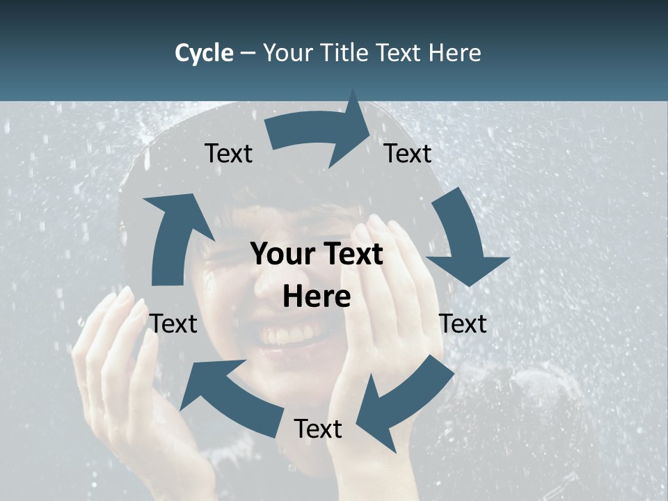 A Woman Smiling Under An Umbrella In The Rain PowerPoint Template