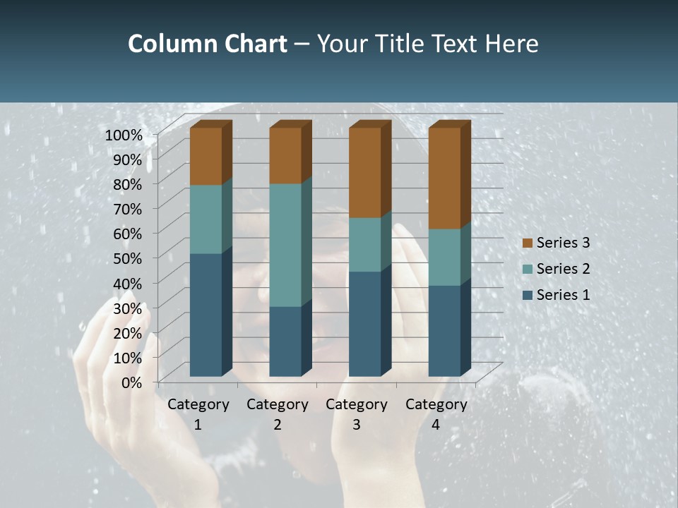 A Woman Smiling Under An Umbrella In The Rain PowerPoint Template