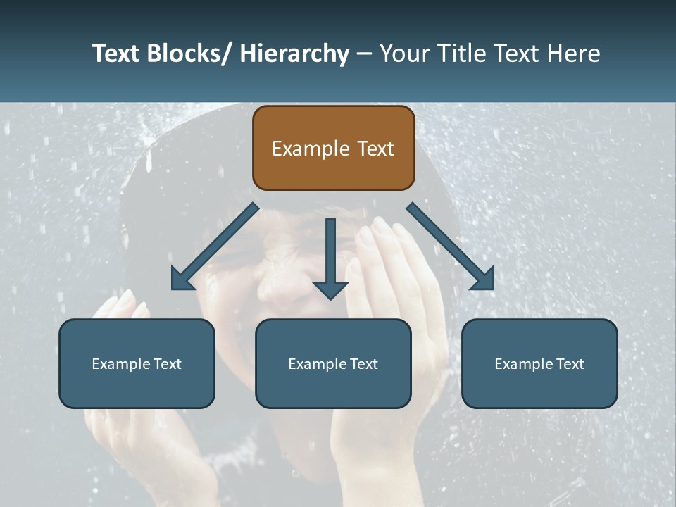 A Woman Smiling Under An Umbrella In The Rain PowerPoint Template