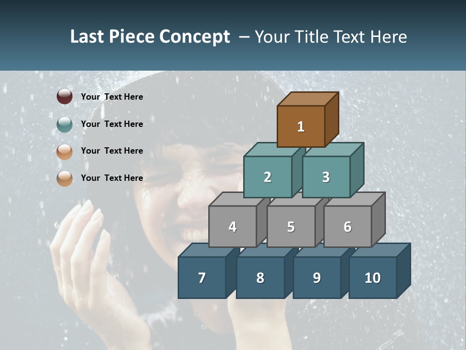 A Woman Smiling Under An Umbrella In The Rain PowerPoint Template