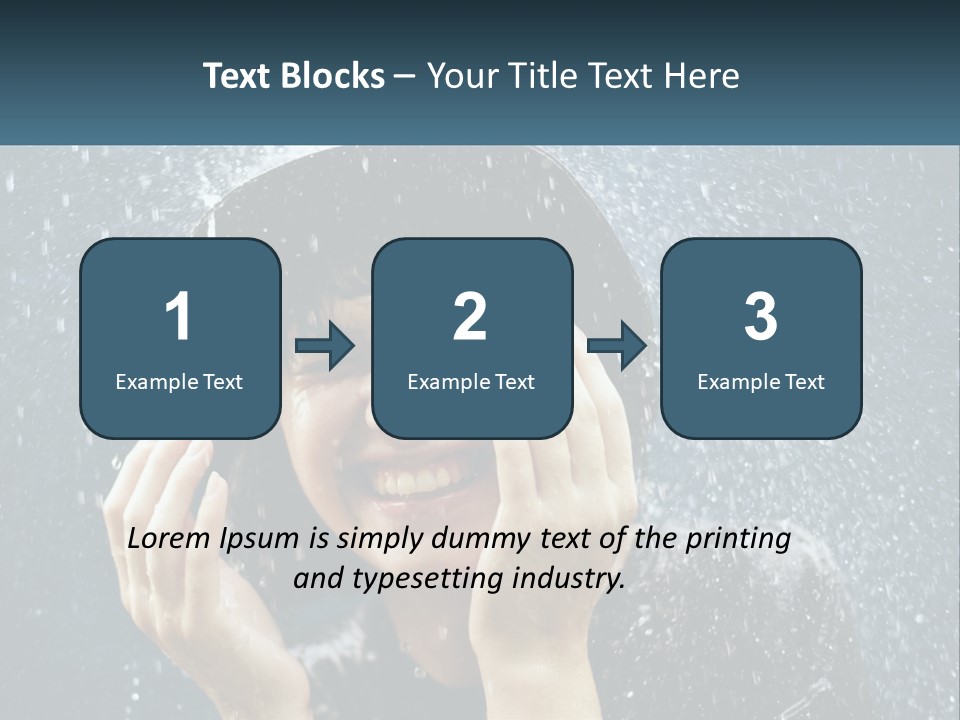 A Woman Smiling Under An Umbrella In The Rain PowerPoint Template