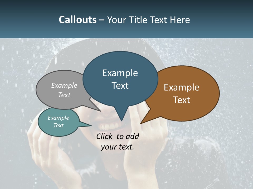 A Woman Smiling Under An Umbrella In The Rain PowerPoint Template