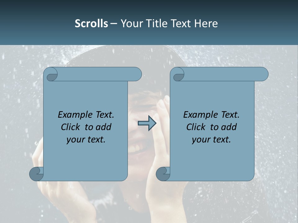 A Woman Smiling Under An Umbrella In The Rain PowerPoint Template