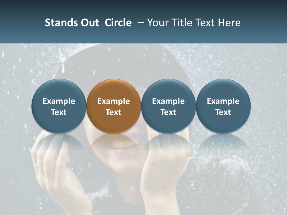 A Woman Smiling Under An Umbrella In The Rain PowerPoint Template