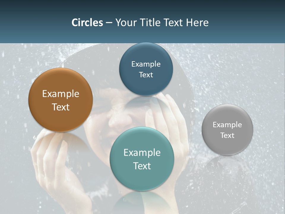 A Woman Smiling Under An Umbrella In The Rain PowerPoint Template