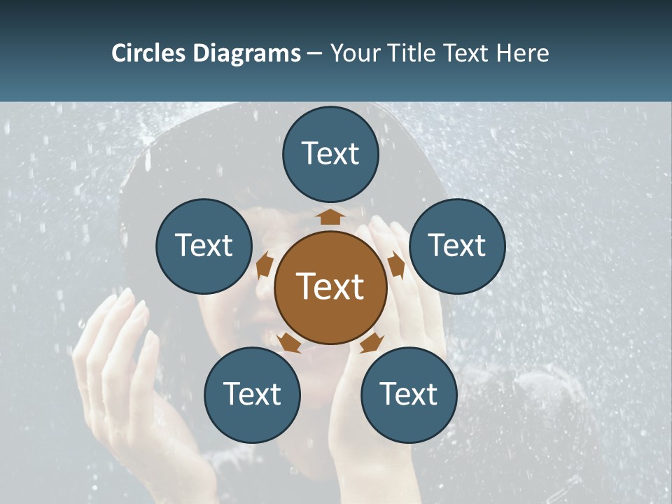 A Woman Smiling Under An Umbrella In The Rain PowerPoint Template