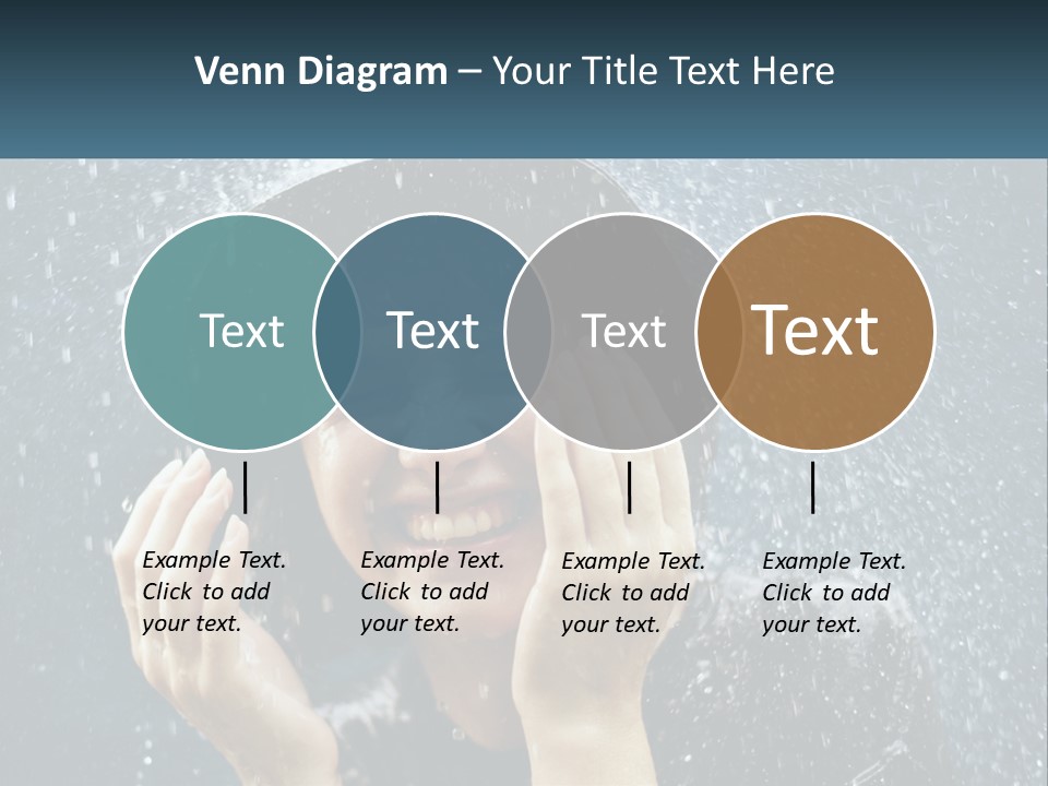 A Woman Smiling Under An Umbrella In The Rain PowerPoint Template