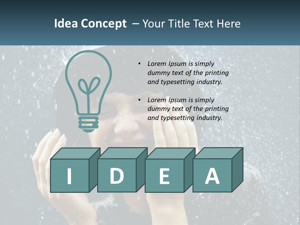 A Woman Smiling Under An Umbrella In The Rain PowerPoint Template