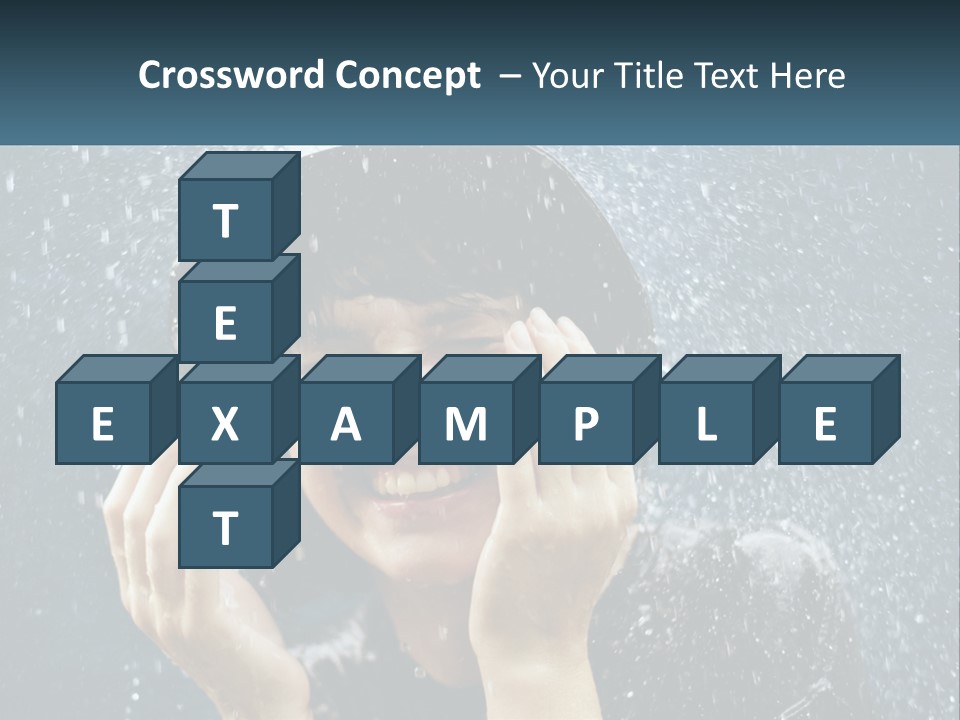 A Woman Smiling Under An Umbrella In The Rain PowerPoint Template