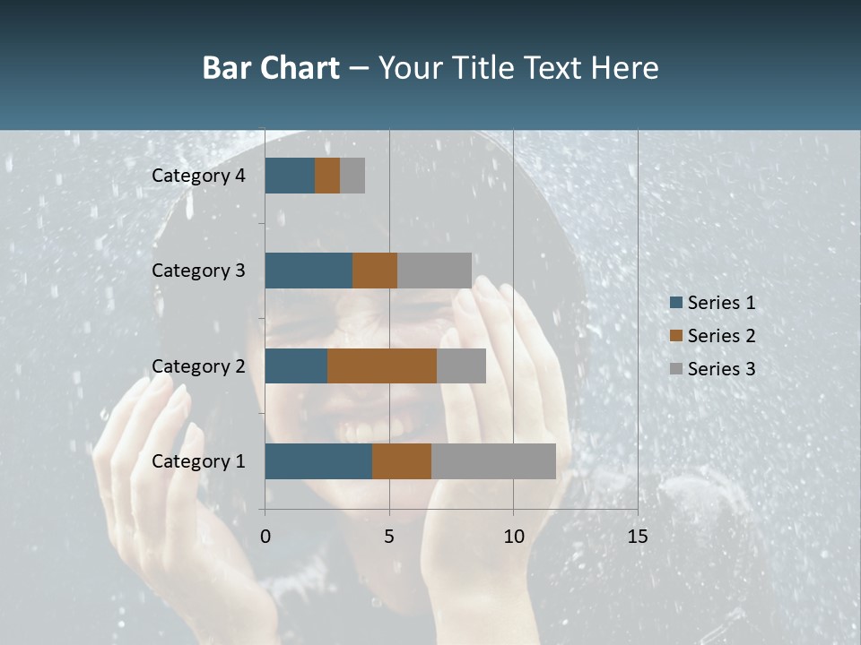 A Woman Smiling Under An Umbrella In The Rain PowerPoint Template