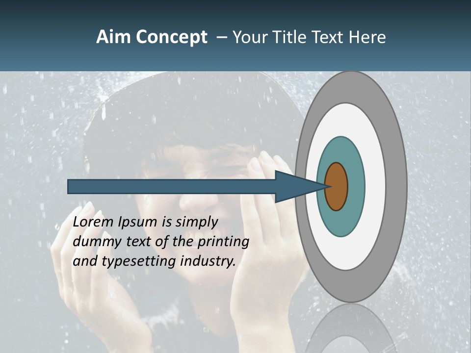 A Woman Smiling Under An Umbrella In The Rain PowerPoint Template