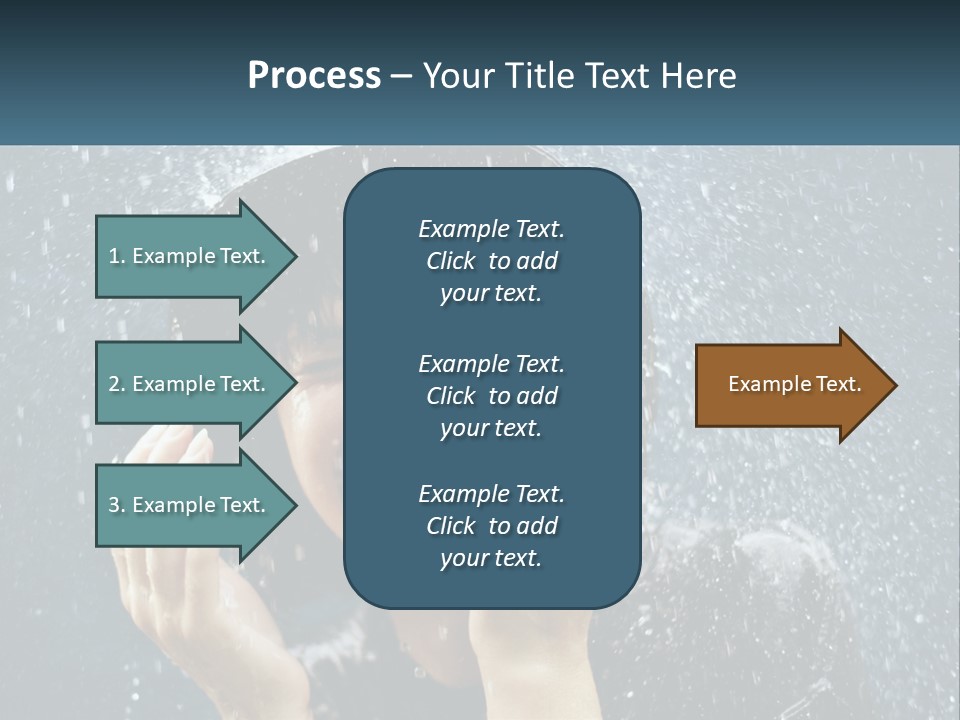 A Woman Smiling Under An Umbrella In The Rain PowerPoint Template