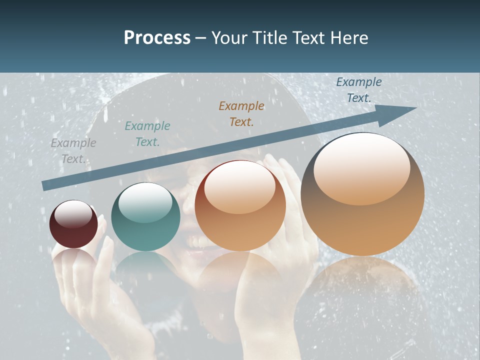 A Woman Smiling Under An Umbrella In The Rain PowerPoint Template