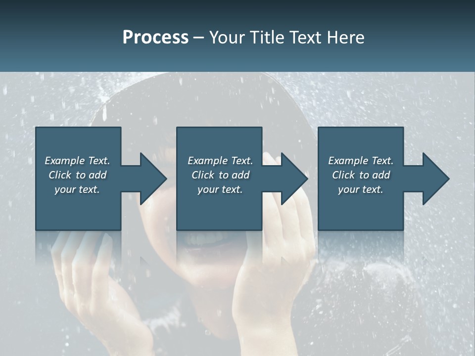 A Woman Smiling Under An Umbrella In The Rain PowerPoint Template