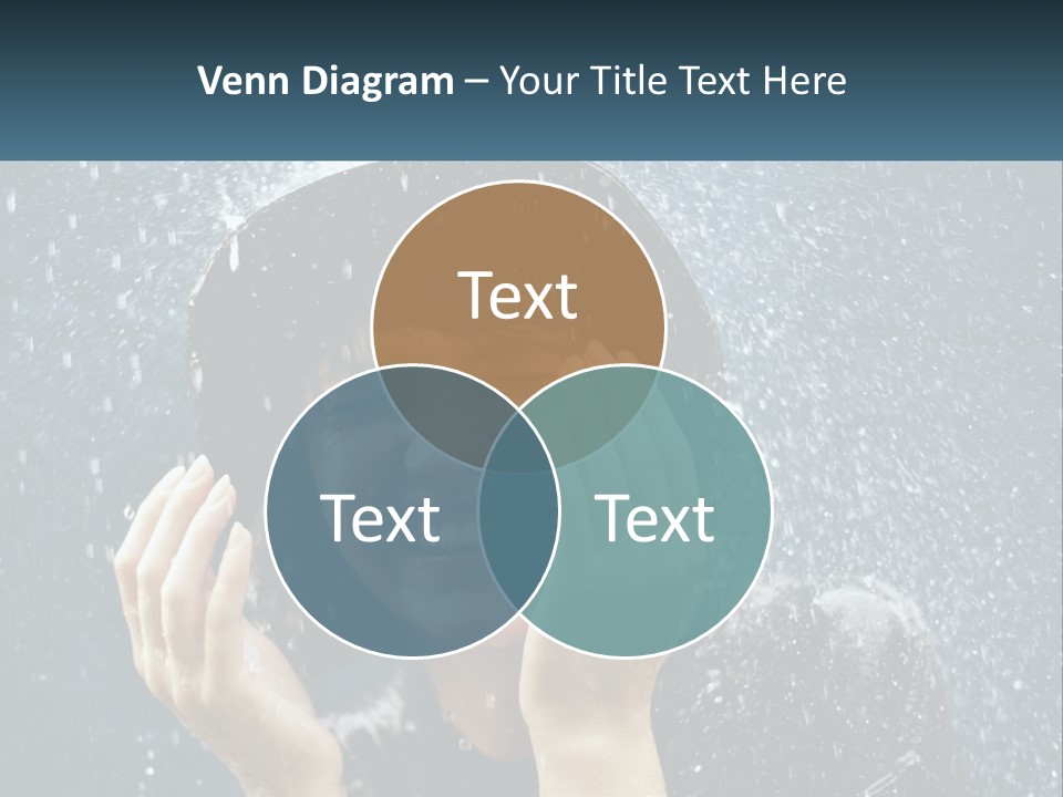 A Woman Smiling Under An Umbrella In The Rain PowerPoint Template