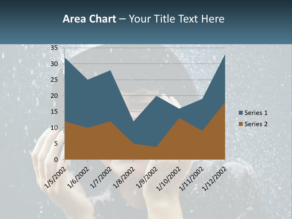 A Woman Smiling Under An Umbrella In The Rain PowerPoint Template