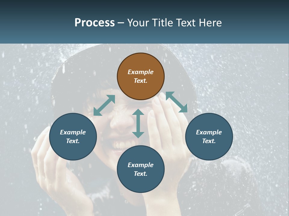 A Woman Smiling Under An Umbrella In The Rain PowerPoint Template