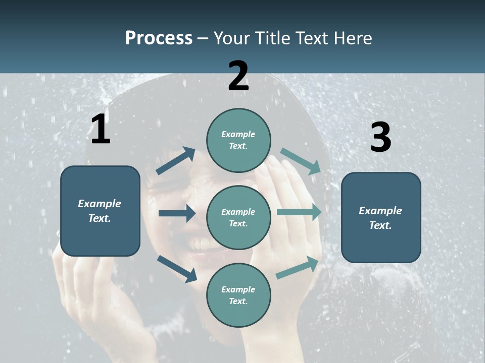 A Woman Smiling Under An Umbrella In The Rain PowerPoint Template