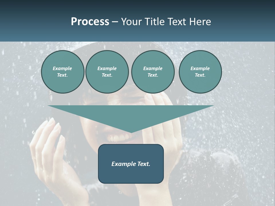 A Woman Smiling Under An Umbrella In The Rain PowerPoint Template