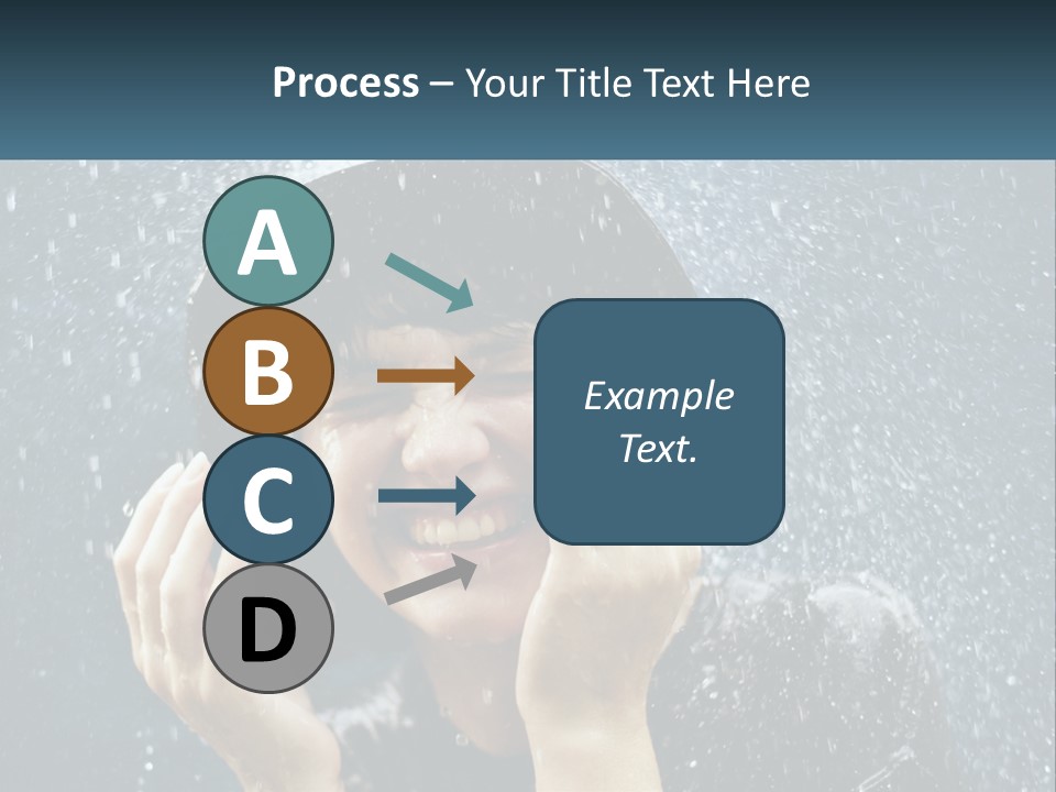 A Woman Smiling Under An Umbrella In The Rain PowerPoint Template