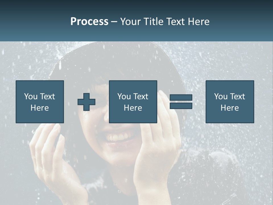 A Woman Smiling Under An Umbrella In The Rain PowerPoint Template