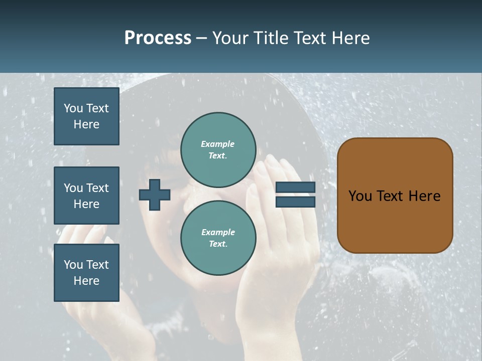 A Woman Smiling Under An Umbrella In The Rain PowerPoint Template