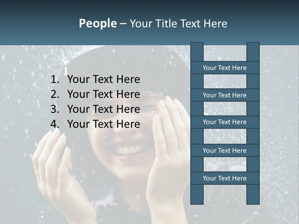 A Woman Smiling Under An Umbrella In The Rain PowerPoint Template