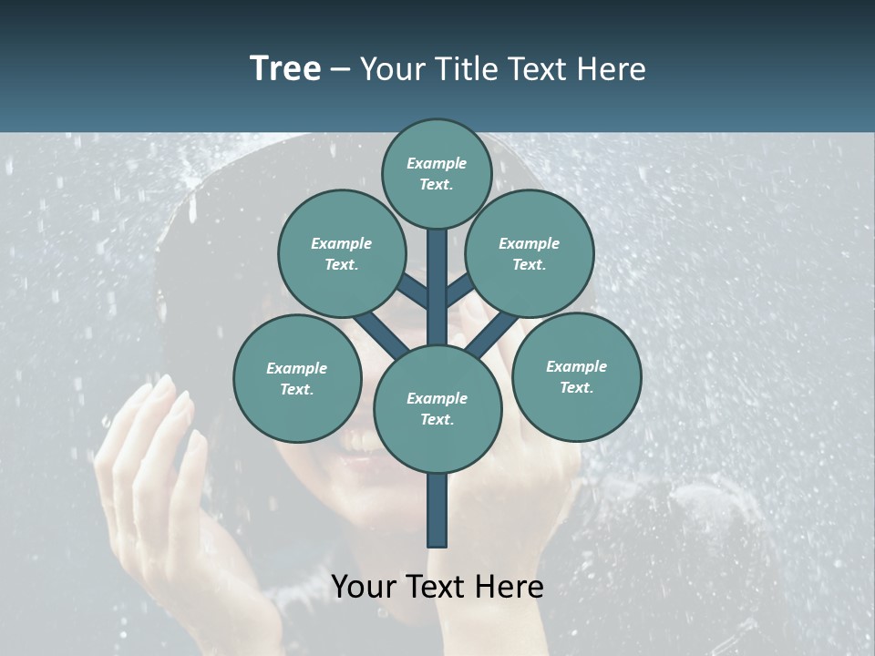 A Woman Smiling Under An Umbrella In The Rain PowerPoint Template