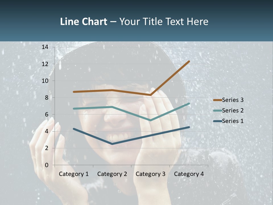 A Woman Smiling Under An Umbrella In The Rain PowerPoint Template