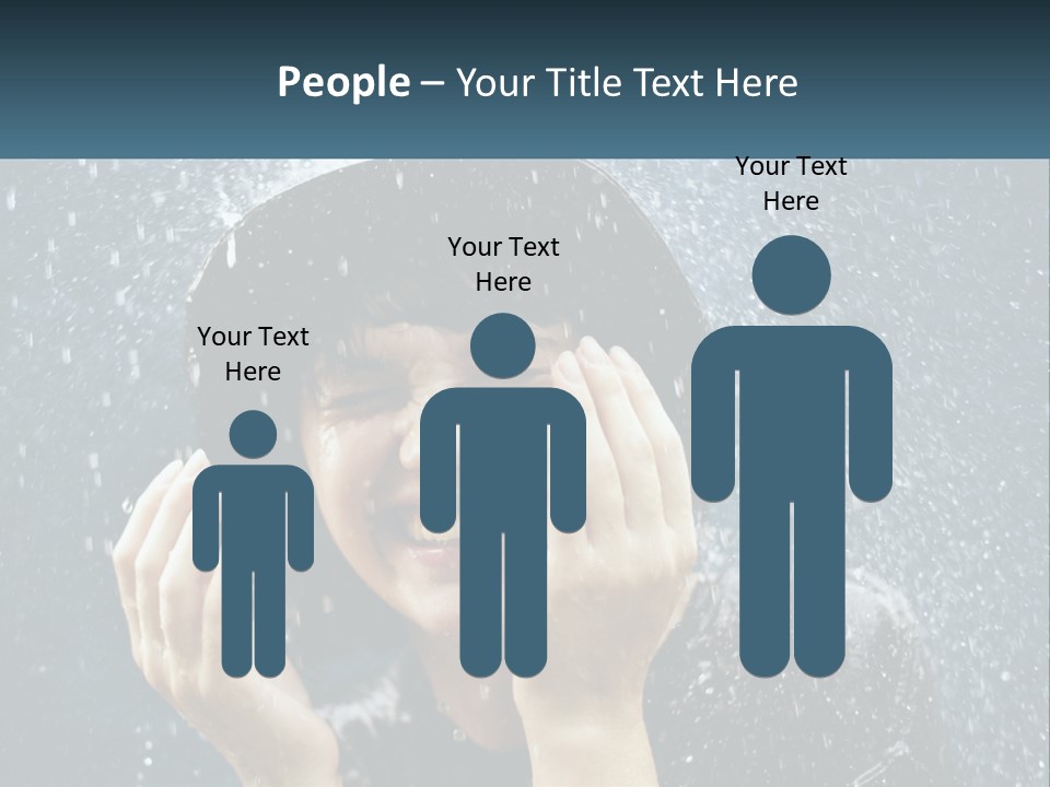 A Woman Smiling Under An Umbrella In The Rain PowerPoint Template