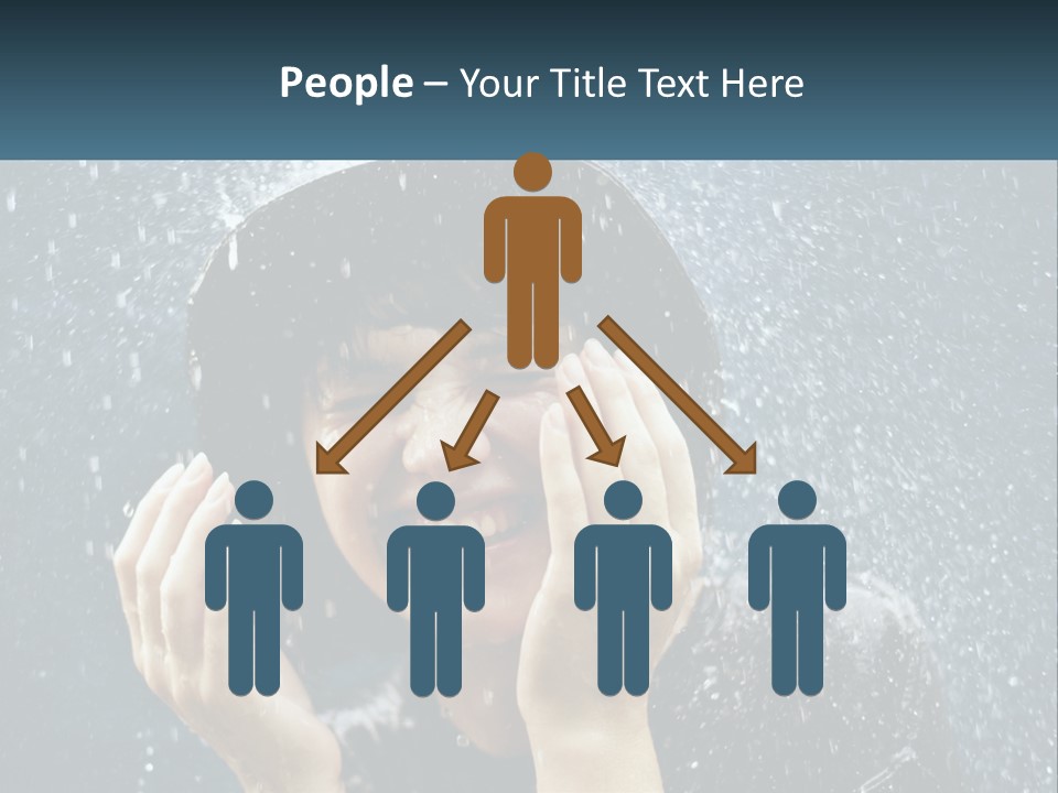 A Woman Smiling Under An Umbrella In The Rain PowerPoint Template