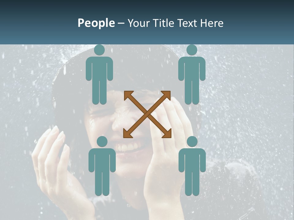 A Woman Smiling Under An Umbrella In The Rain PowerPoint Template